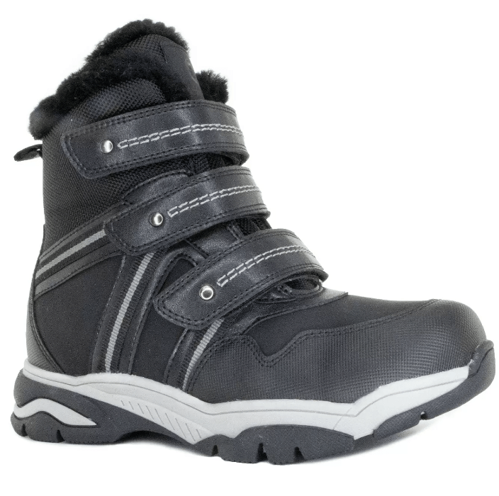 Полусапожки ортопедические Ортобум с мехом для мальчиков 63395-43 черный/серый.