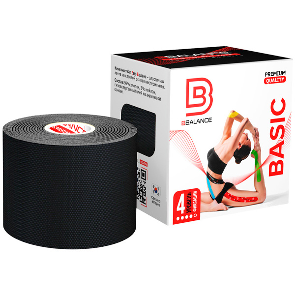 Кинезио тейп Bio Balance Tape Premium Quality 5см х 5м черный
