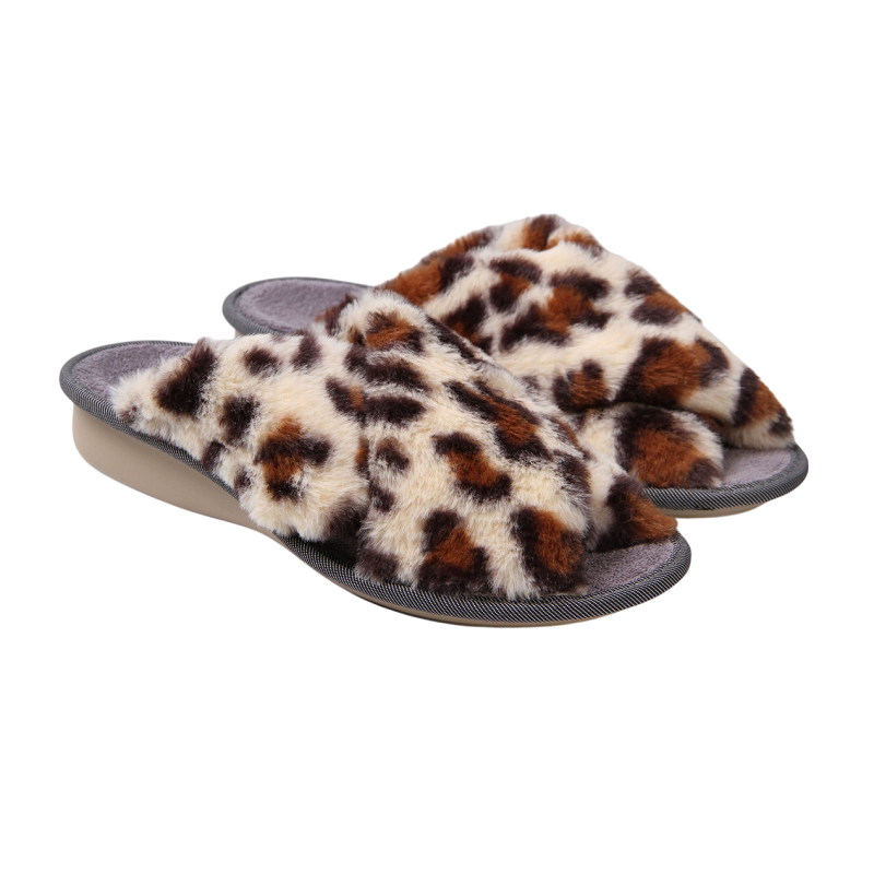 Тапочки ортопедические Luomma LM-810.047 мех леопардовый